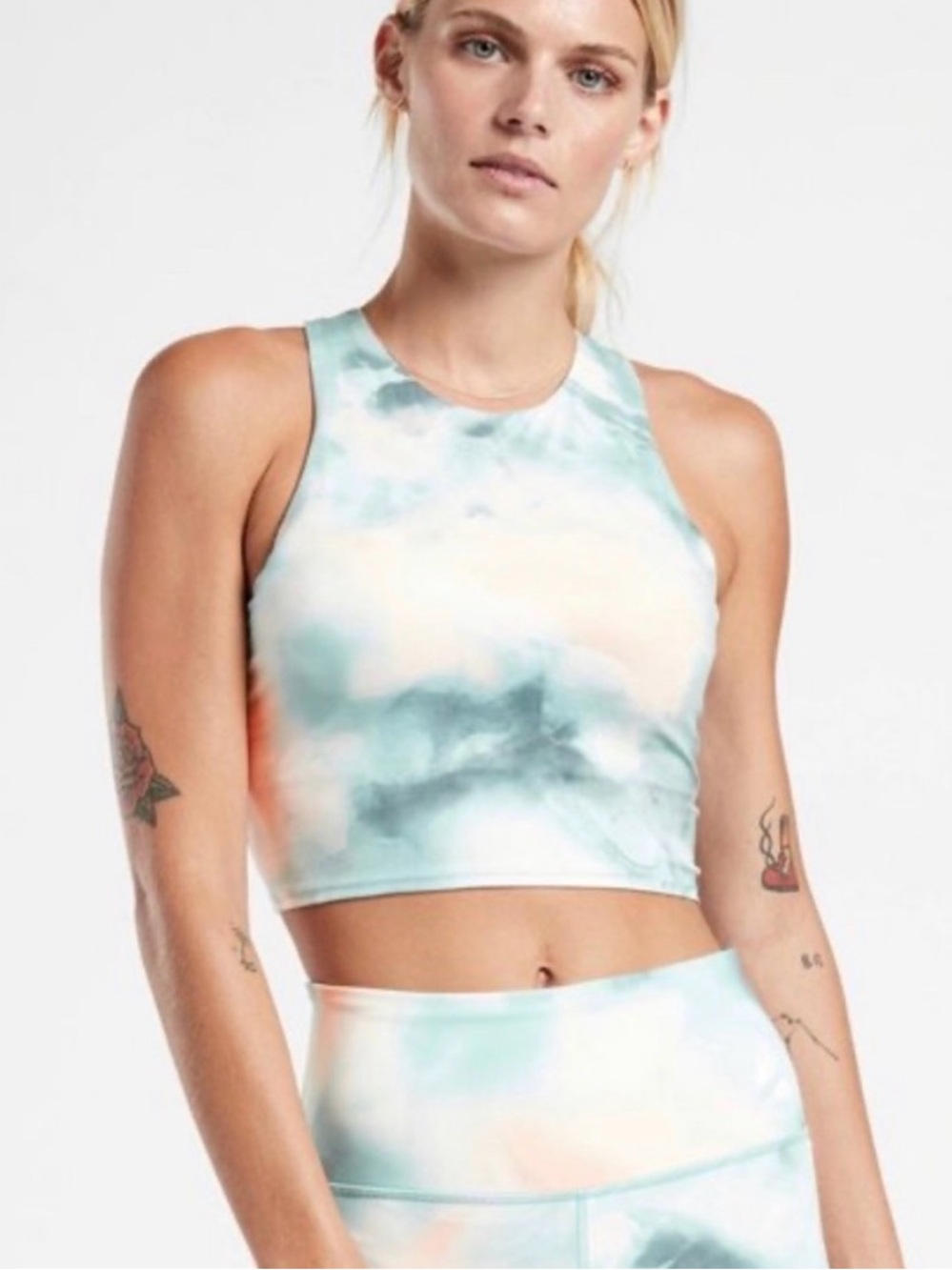 Athleta Conscious Crop Tie Dye Active Sports bra Tank Top